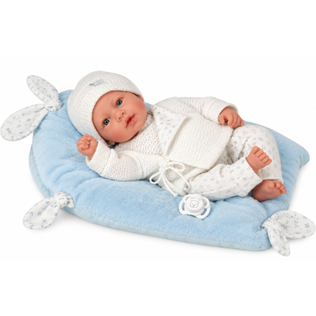 Muñeco Elegance Arias Andie Azul de 40 cm con Cojín y Ojos Durmientes
