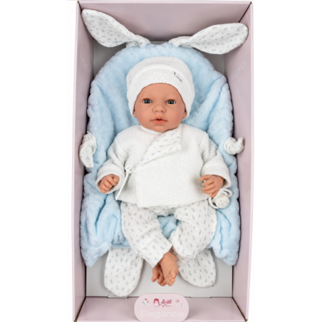 Muñeco Elegance Arias Andie Azul de 40 cm con Cojín y Ojos Durmientes