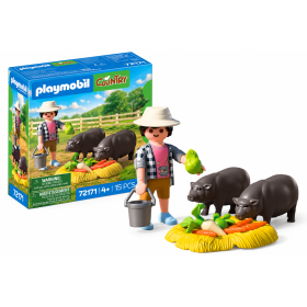 Playmobil Granjero Con Cerdo Panzón 72171 De Playmobil