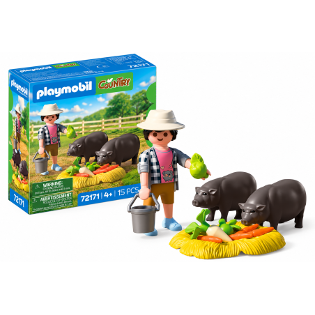 Playmobil Granjero Con Cerdo Panzón 72171 De Playmobil