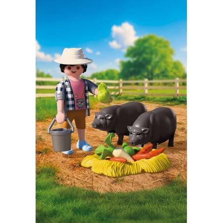 Playmobil Country Granjero Con Cerdo Panzón 72171
