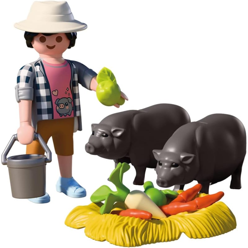 Playmobil Country Granjero Con Cerdo Panzón 72171