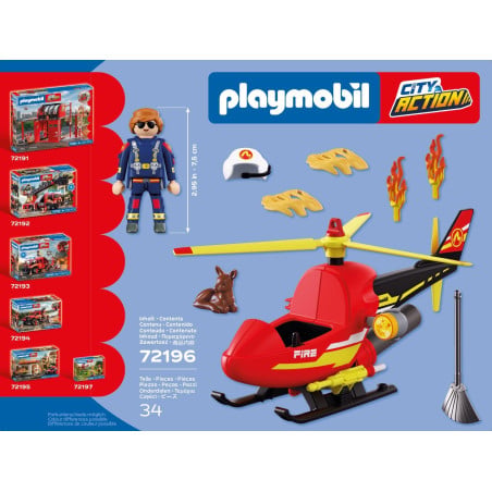 Playmobil City Action Helicóptero De Bomberos 72196