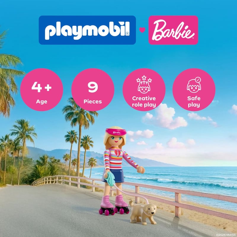 Playmobil X Barbie Malibu Con Patines Y Perrito 72126