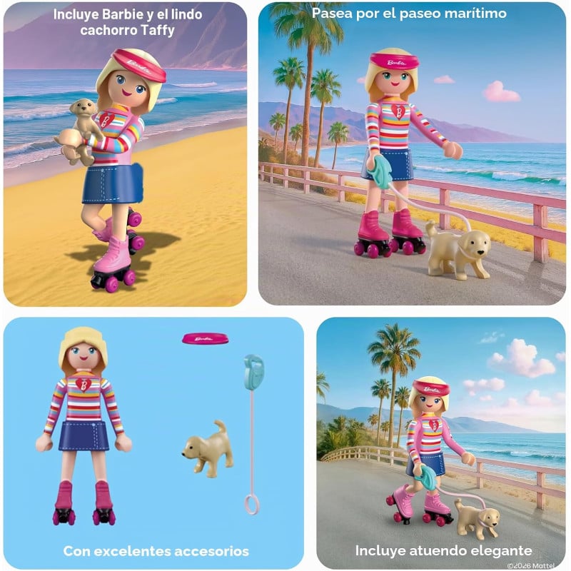 Playmobil X Barbie Malibu Con Patines Y Perrito 72126