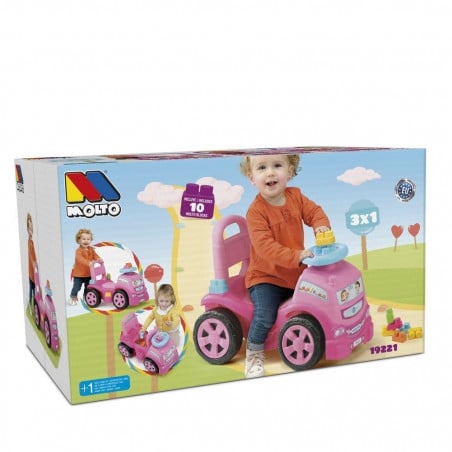 CAMION CORREPASILLOS ROSA 3 EN 1 + 10 BLOQUES