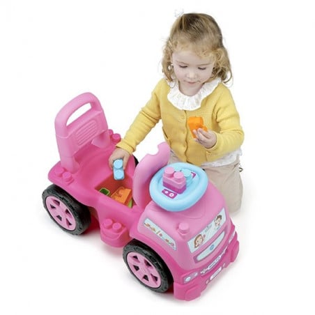 CAMION CORREPASILLOS ROSA 3 EN 1 + 10 BLOQUES