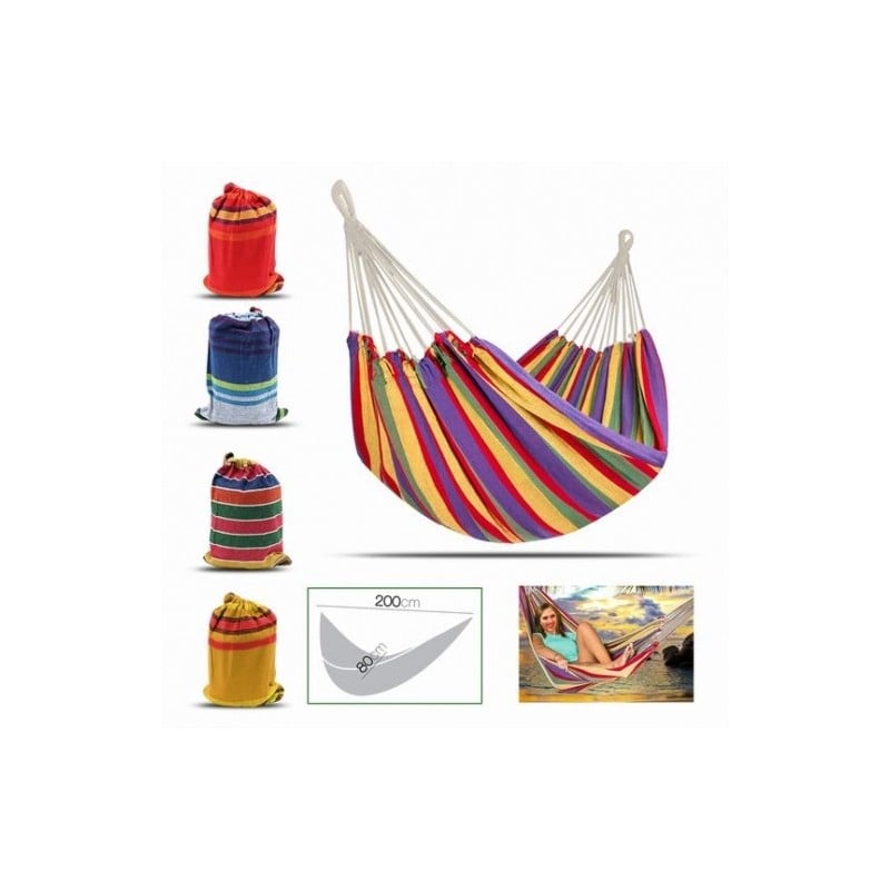 Hamaca Con Bolsa Rayas 200x100 cm Surtida