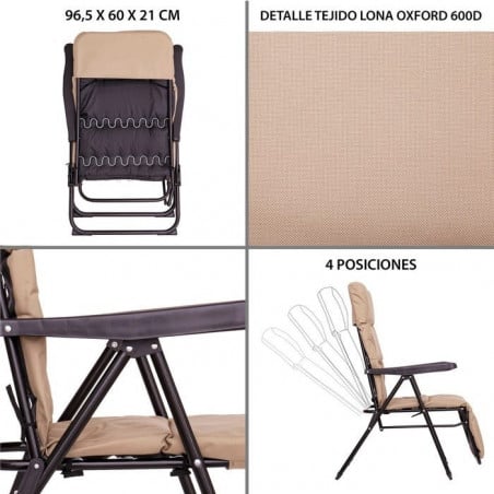 SILLON CON REPOSAPIES ACERO/LONA