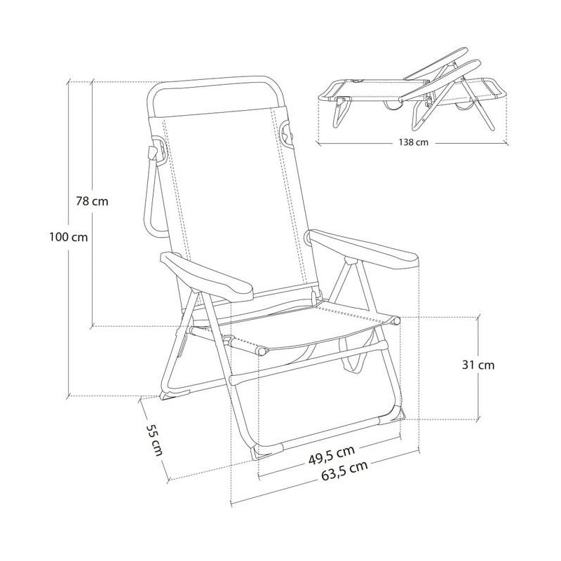 Silla 4 Pos. Alta Alum/Text Aguamarina
