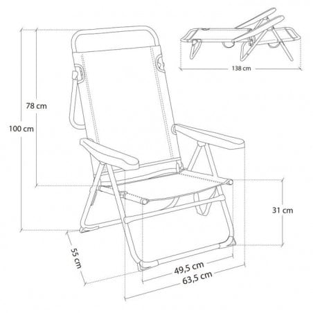 Silla 4 Pos. Alta Alum/Text Aguamarina
