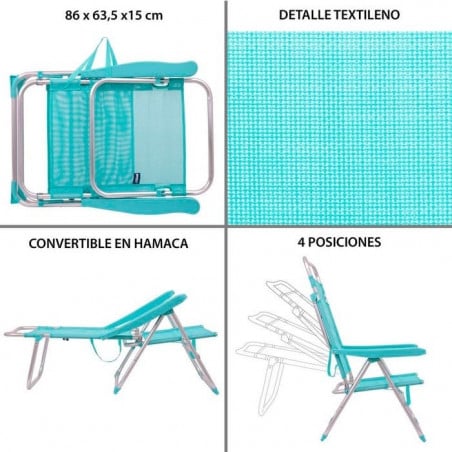 Silla 4 Pos. Alta Alum/Text Aguamarina