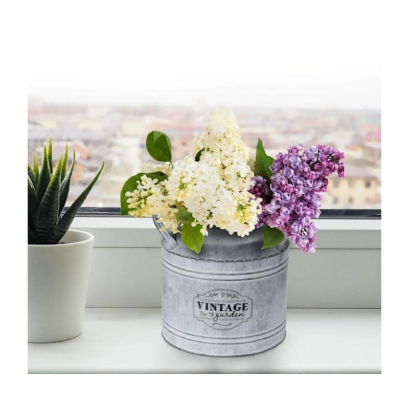 BIDON LECHE ZINC PLANTAS 21X22 CM