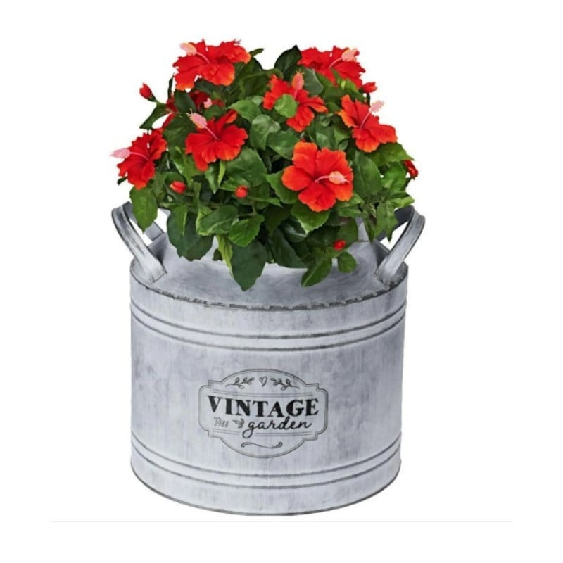 BIDON LECHE ZINC PLANTAS 21X22 CM