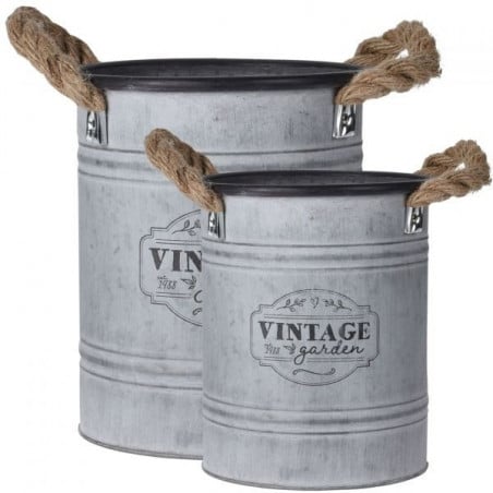 SET 2 MACETEROS C/CUERDA ZINC