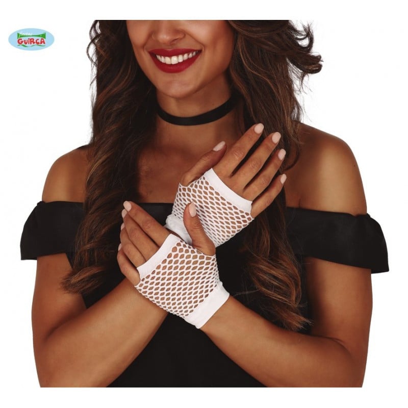 GUANTES MALLA 11 CM BLANCOS