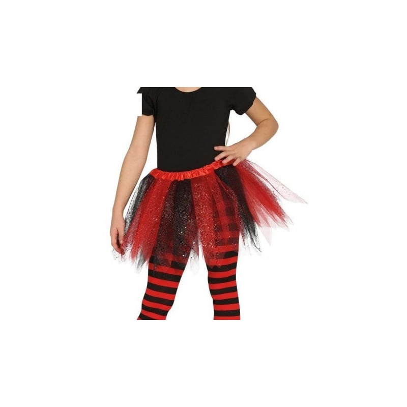 Tutu Infantil Brillante Rojo y Negro