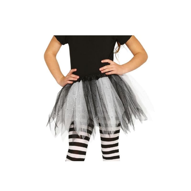 TUTU INFANTIL BRILLANTE BLANCO Y NEGRO