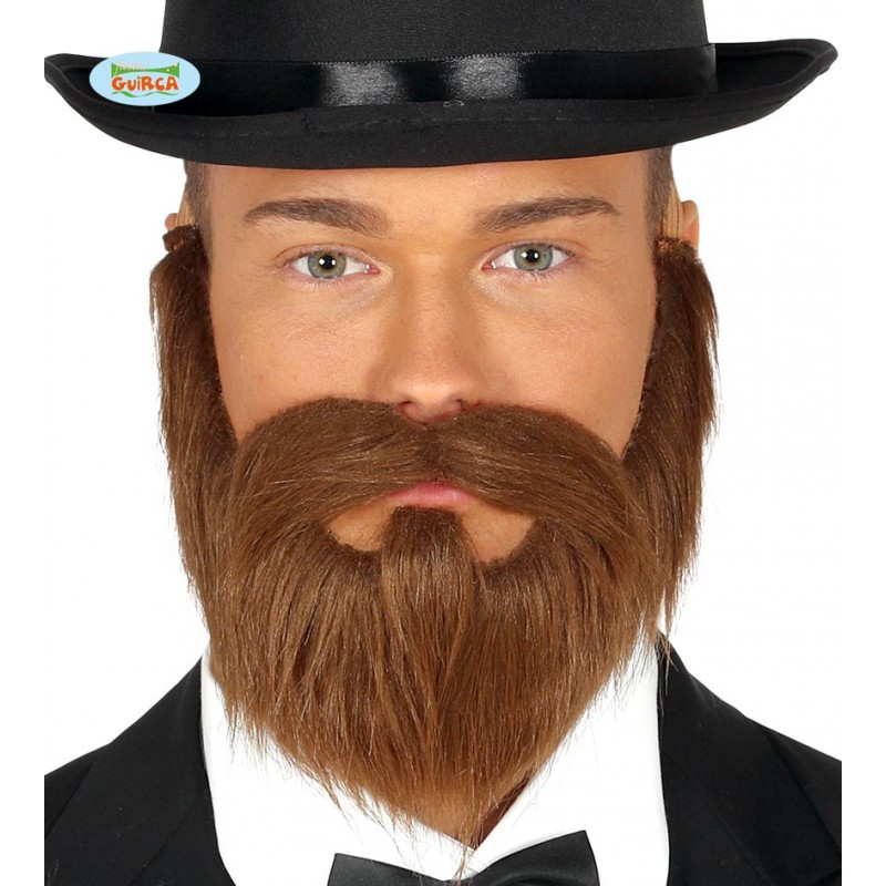 BARBA Y BIGOTE CASTAÑOS CON GOMA ELASTIC