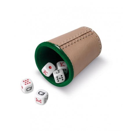 CUBILETE DE CUERO FORRADO POKER