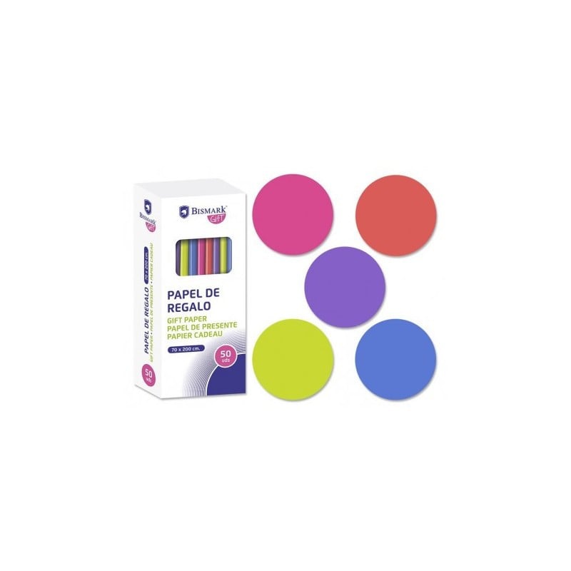 PAPEL DE REGALO LISO NEON 70X200