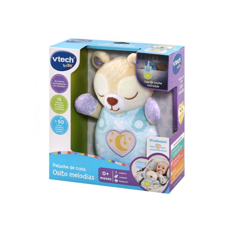 Peluche De Cuna Osito Melodías Azul