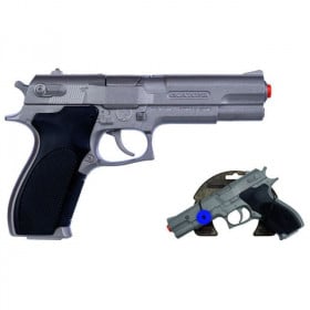 Réplica de Pistola Plateada de Policía con 8 Disparos