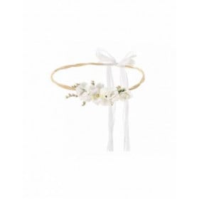 CORONA DIADEMA FLORES BLANCAS 18 CM