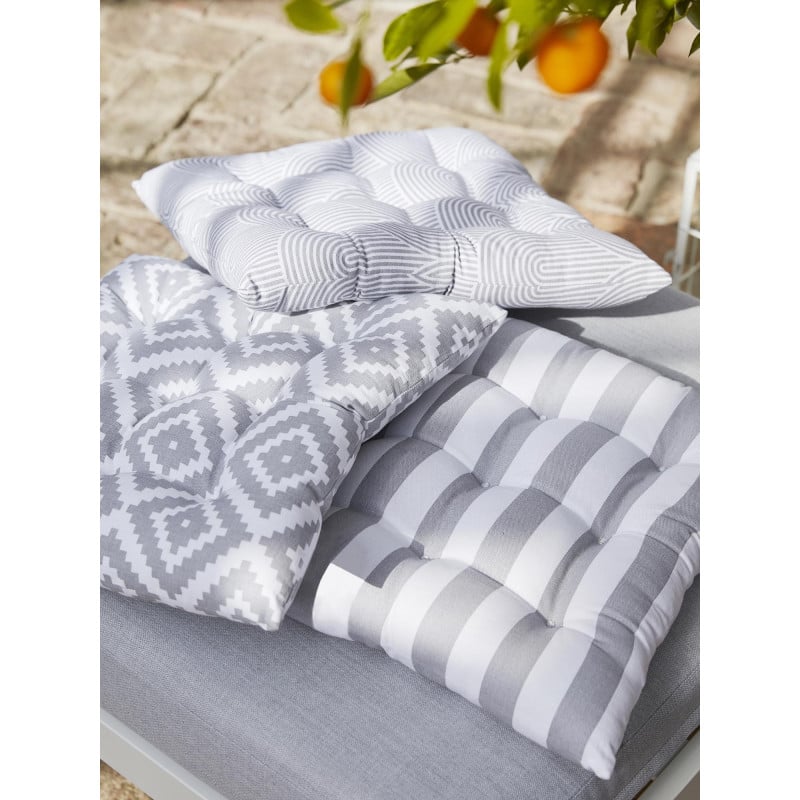 COJIN SILLA RAYAS GRIS BLANCO 40X40X7