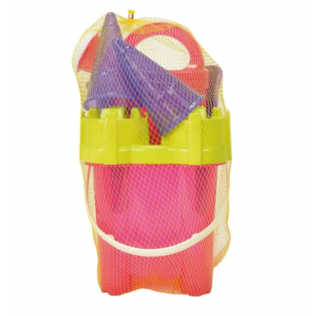 CUBO CASTILLO PLAYA PURPURINA CON REGADERA 16 CM SURTIDO