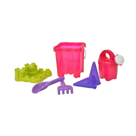 CUBO CASTILLO PLAYA PURPURINA CON REGADERA 16 CM SURTIDO