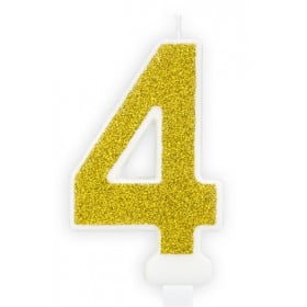 Vela Cumpleaños Dorada Brillante Nº 4 De Fiesta Y Cumpleaños 2