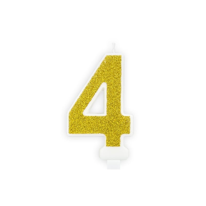 BIRTHDAY CANDLE NUMBER 4, GOLD, 7 CM.