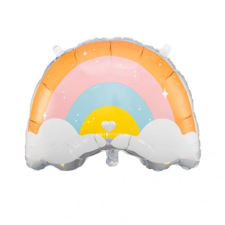 GLOBO FOIL ARCOIRIS PASTEL Y NUBES 55X40CM