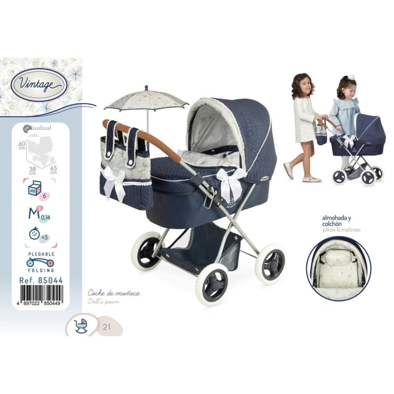 COCHE MUÑECA VINTAGE PL. C/SOMBRILLA