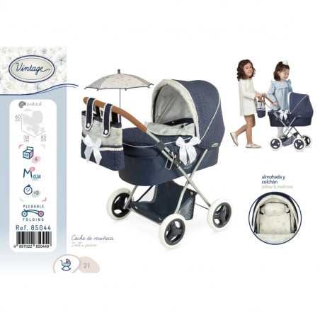 COCHE MUÑECA VINTAGE PL. C/SOMBRILLA