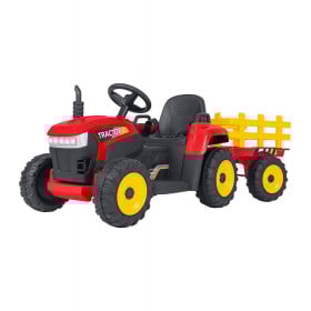 Tractor de Batería Rojo R/C 12V 2.4 GHZ con remolque