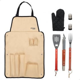 SET DELANTAL CON 7 UTENSILIOS BARBACOA AKTIVE