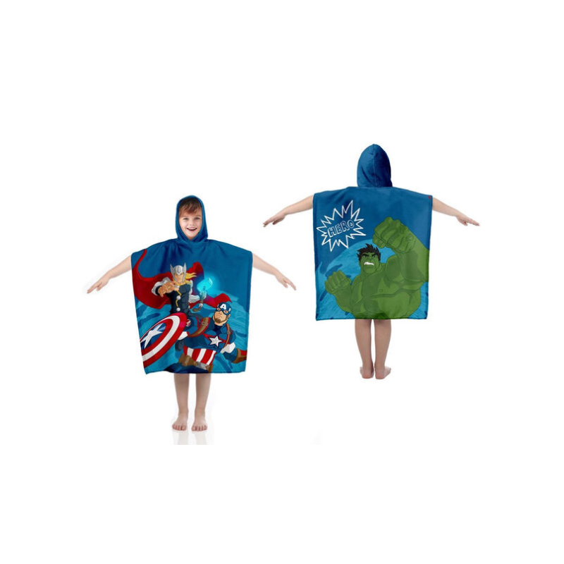 PONCHO PLAYA AVENGERS 55X110 CM ALGODON