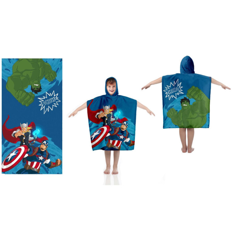 PONCHO PLAYA AVENGERS 55X110 CM ALGODON