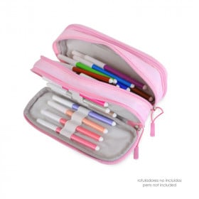 ESTUCHE CON 3 COMPARTIMENTOS ROSA NIZA 2