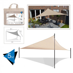 TOLDO TRIANGULAR 5X5X5 M BEIGE + BOLSA