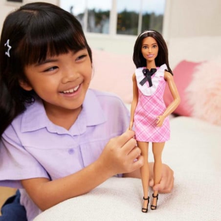 BARBIE FASHIONISTA VESTIDO TARTAN ROSA 