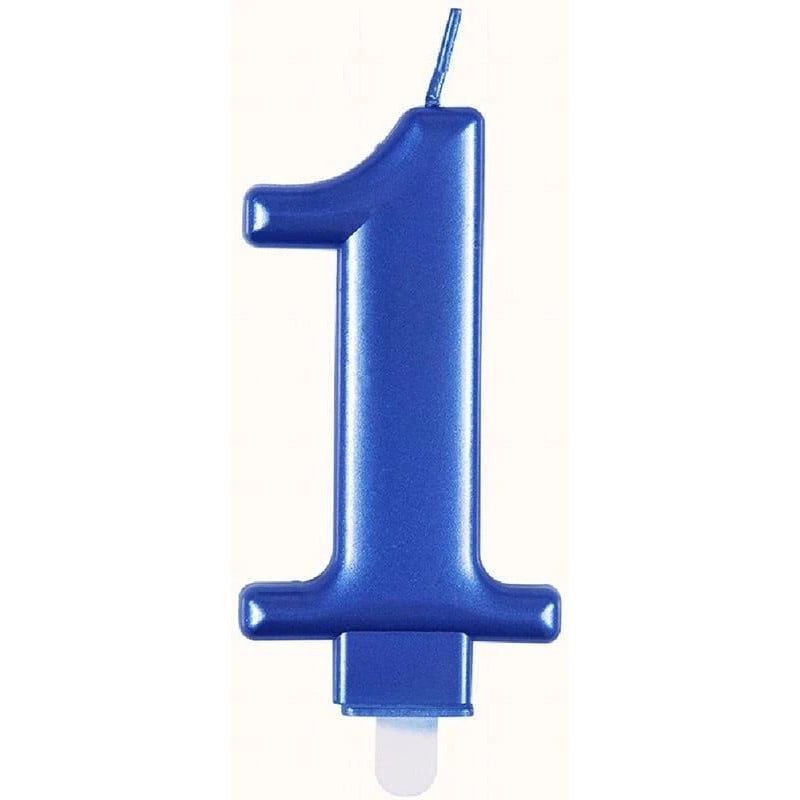 VELA CUMPLEAÑOS NUMERO 1 AZUL METALIZADO