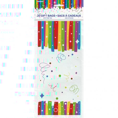 BOLSAS CELOFAN CUMPLEAÑOS CINTAS ARCOIRIS