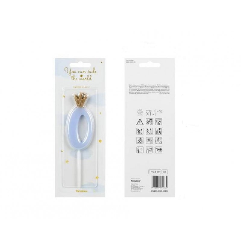 VELA CUMPLEAÑOS NUMERO 0 AZUL CLARO