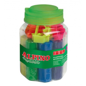 KIT PLASTILINA ALPINO 8 COLORES+10 MOLDES+ RODILLO ALPINO