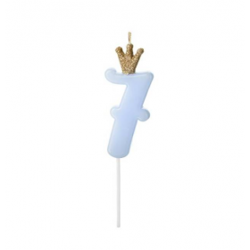 Vela Cumpleaños Número 7 Azul Claro De Fiesta Y Cumpleaños