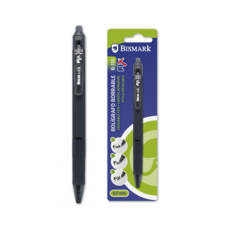 Bolígrafo Borrable Bismark Con Clip Negro