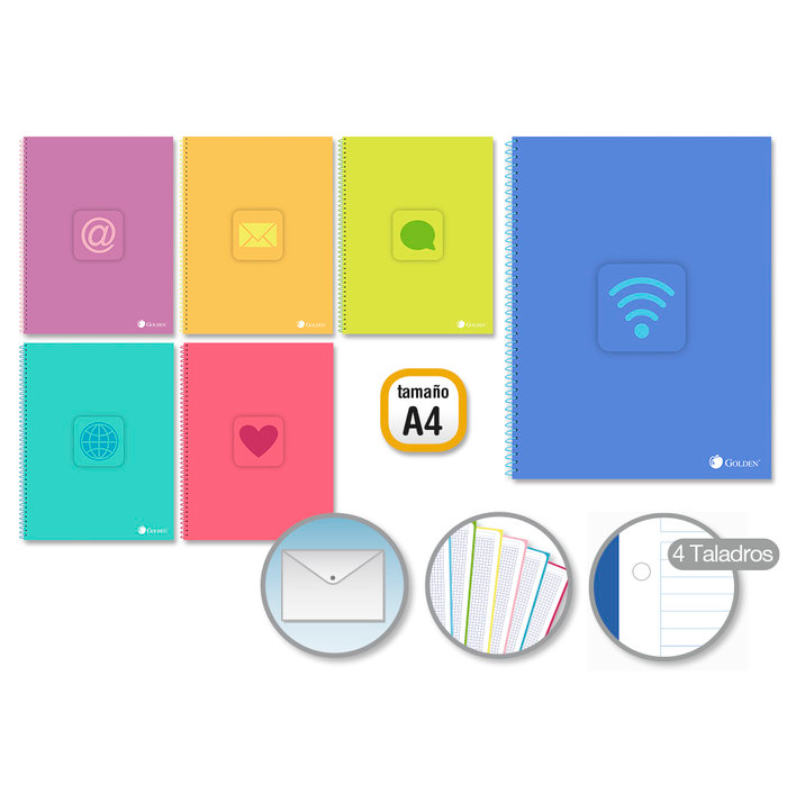 Cuaderno Trending Tapa UV A4 100 Hojas 90 g Surtido